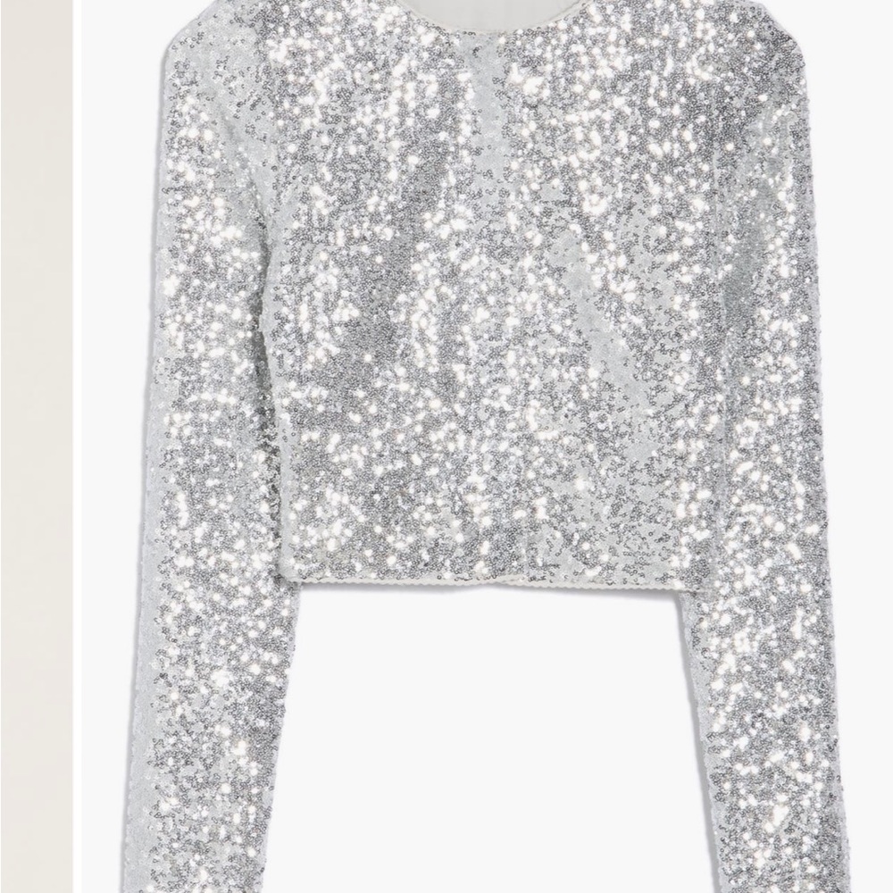 NWT Good American Cluster Sequin Cropped Cardigan